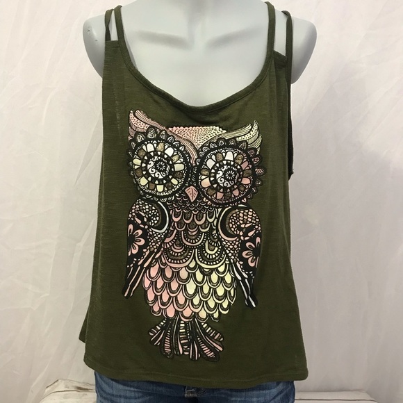 No Boundaries Owl Green Tank Top Size XXL - Picture 1 of 7